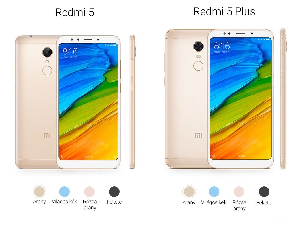 Xiaomi Redmi 5 és Redmi 5 Plus színek