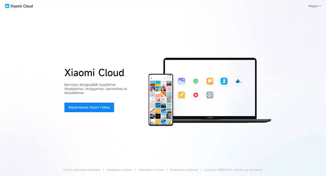 Xiaomi Cloud felhőszolgáltatást