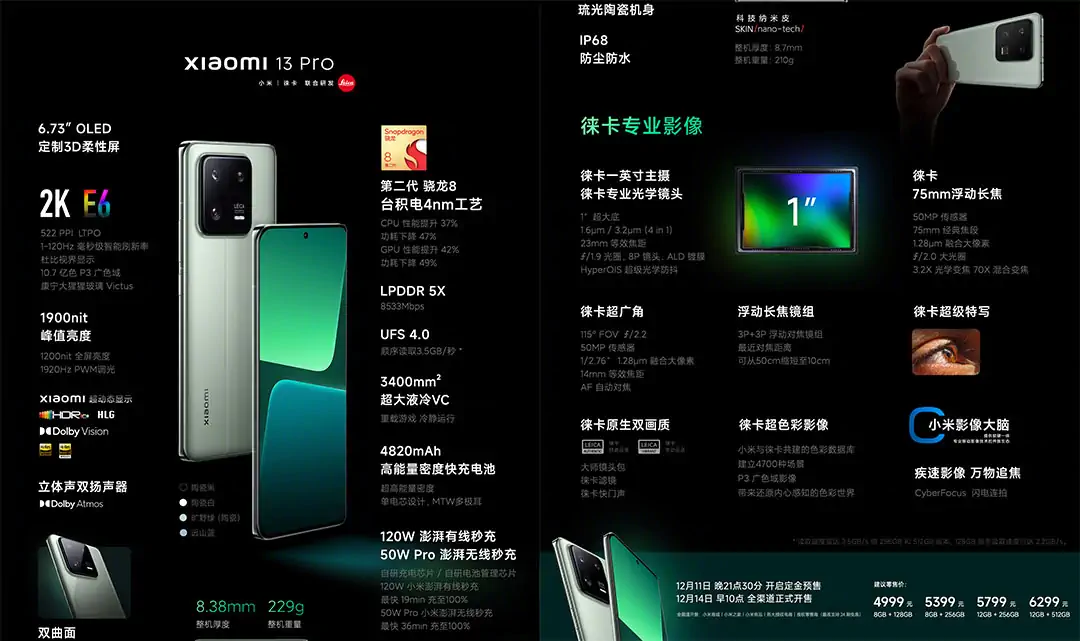 Bemutatták a Xiaomi 13 és Xiaomi 13 Pro telefonokat