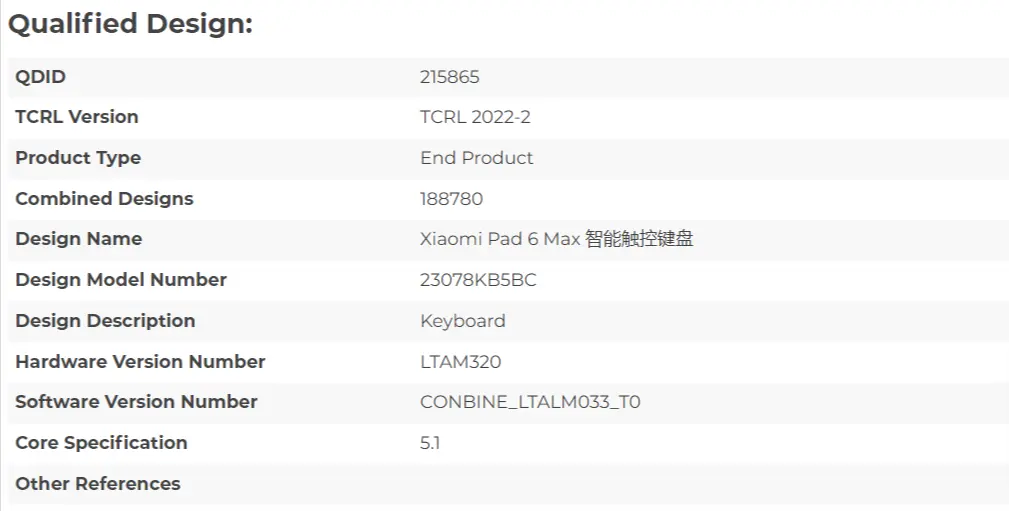 Xiaomi Pad 6 MAX Bluetooth SIG tanúsítványt kapott